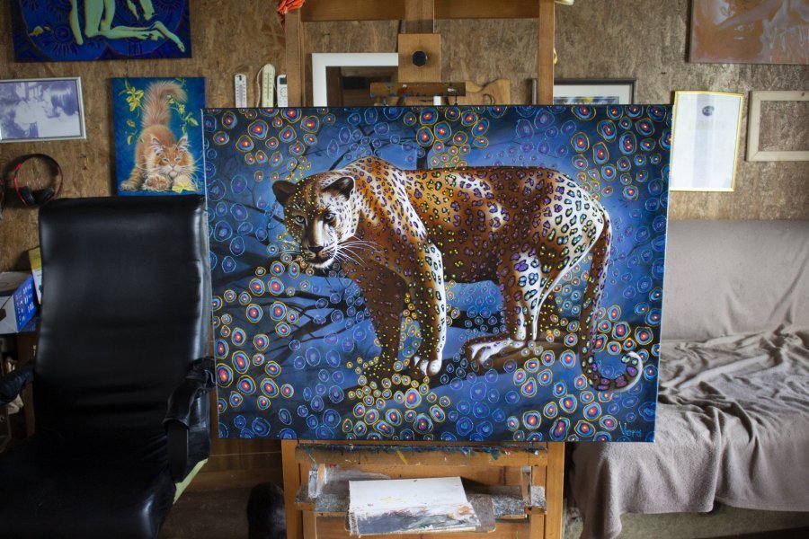 Dodatkowy obraz 2: Sztuka współczesna Animalizm Malarstwo "Widok z oddziału", malarz Sergey I Vera olej płótno 