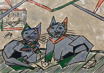 Painting "In the workshop" by painter Imar acrylic canvas at Jose Art Gallery