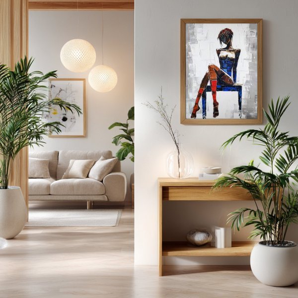 Imagen adicional 1: Expresionismo Interior Pintura "Barefoot Scene", pintor Alexander Aksyonov acrílico lienzo 