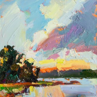 Peinture "Whispers Of Dawn №4/18", peintre Daria Zavadenko huile bois à la Jose Art Gallery