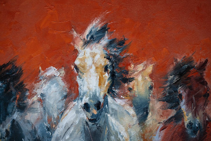 Additional view 2: Modern Animal Painting The Leading Light by painter Anna Ravliuc oil canvas 