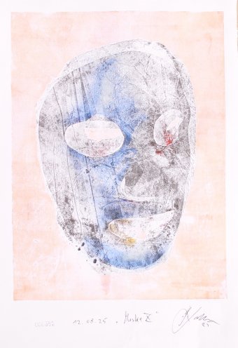 Graphique "Masque X", illustrateur Lochter Andreas technique mixte papier à la Jose Art Gallery