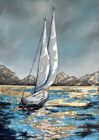 Painting "Sails of Hope" by painter Yuliia Kiselova acrylic canvas at Jose Art Gallery