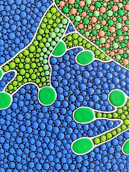 Mystic Frog Patterns in Contemporary Dots Painting by Oxana Lazari