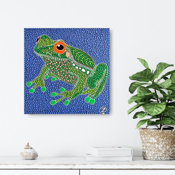 Mystic Frog Patterns in Contemporary Dots Painting by Oxana Lazari