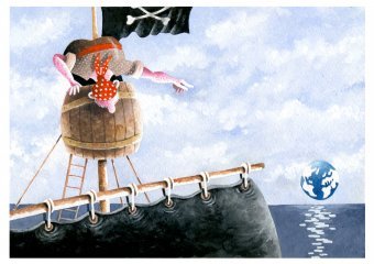 Desenho "Piratas, erro de curso", ilustrador Kostyantyn Kazanchev guache papel na Jose Art Gallery