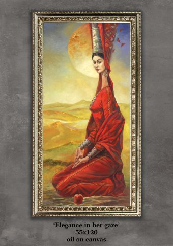 Painting "Woman of the East: Mystery and Refinement" by painter Painting Art oil canvas at Jose Art Gallery