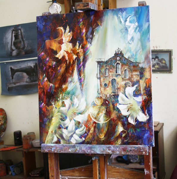 Dodatkowy obraz 4: Sztuki piękne Martwa natura Malarstwo "ŚWIAT BIAŁYCH LILII 2.", malarz Dobrodiy Alexandr olej płótno 