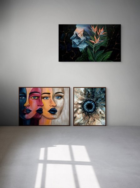 Zusätzliches Bild 3: Surrealismus Interieur Malerei "Masken", maler/-in Lina Kush Acryl Leinwand 