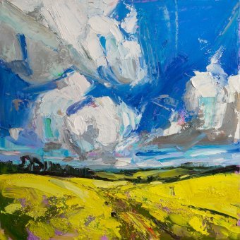 Peinture "Dancing Clouds №5/18", peintre Daria Zavadenko huile bois à la Jose Art Gallery