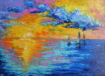 Painting "Whispers of the last light" by painter Anastasia Kozorez oil cardboard at Jose Art Gallery