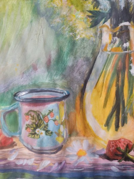 Additional view 3: Realism Still-Life Painting Wild Flowers by painter Salome Goglidze gouache paper 