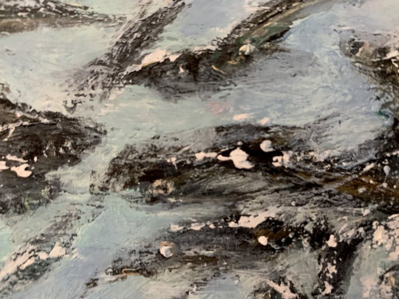 Imagen adicional 6: Arte moderno Animalista Pintura "Anchoas nadadoras", pintor Dora Kalinova óleo lienzo 