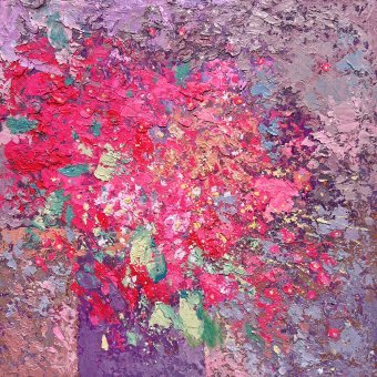 Pittura "Abstract Flowers #4", pittore Andrii Kovalyk olio carta alla Jose Art Gallery