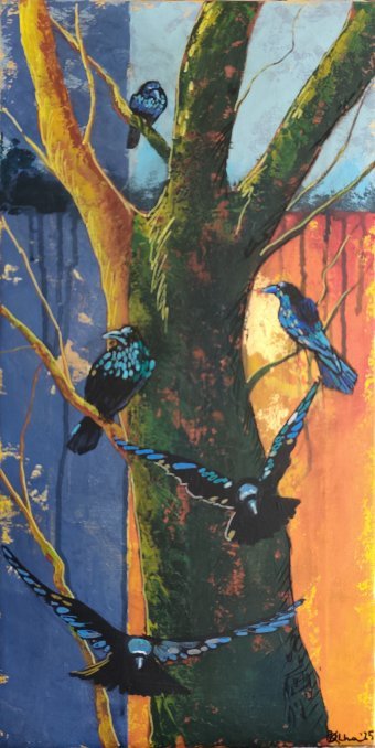 Painting "Birds" by painter KOlha acrylic canvas at Jose Art Gallery