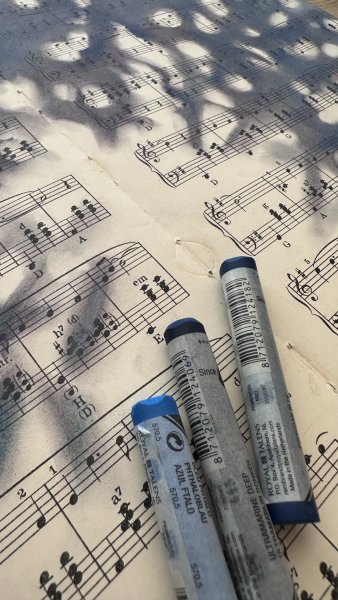 Additional view 5: Minimalism Flower Drawing Moonlit Sonata Abstract Pastel Music Art by illustrator Julia Shilo pastel paper 