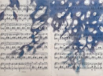 Grafika "Sonata księżycowa Abstrakcyjna Pastelowa Muzyka Sztuka", ilustrator Julia Shilo pastel papier w Jose Art Gallery