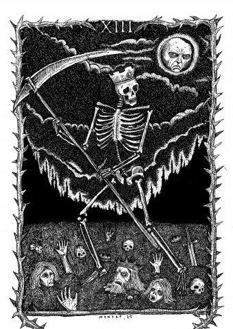 Gráfico "Tarot Oscuro XIII", ilustrador MZNTRP tinta papel en Jose Art Gallery