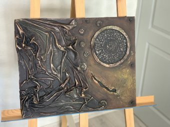Pintura "Cosido con el tiempo", pintor Karina.A. acrílico madera en Jose Art Gallery