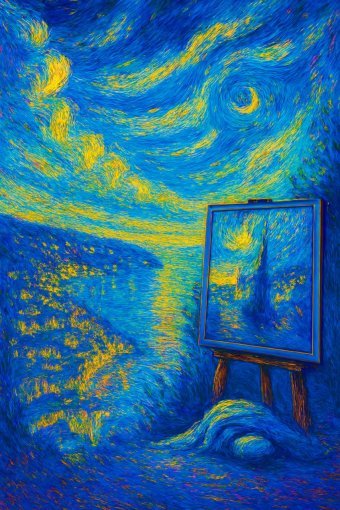 Arte digital "Noche luminiscente", artista digital Trinity Nova en Jose Art Gallery