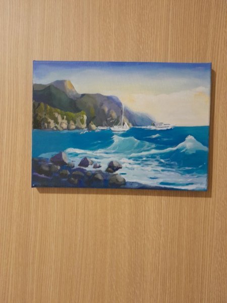Additional view 2: Realism Marine Art Painting In the Bay of Dawn: Morning Freshness of the Sea by painter Fa Ley acrylic canvas 