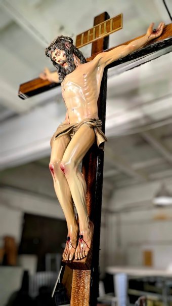 Sculpture "The Crucifixion of Jesus Christ" by sculptor Serhii Dobrovolskyi Wood at Jose Art Gallery
