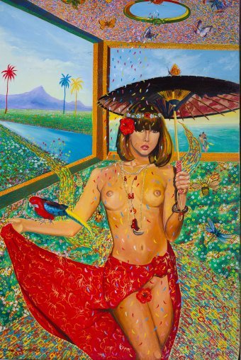 Живопис "Літній візит. Символічне оголене мистецтво", живописець Gena Keusch масло холст в Jose Art Gallery