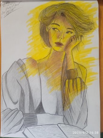 Drawing "Sunny Thoughts: Immersion in the World of Reflections" by illustrator Ruslan Vasilkov engraving paper at Jose Art Gallery