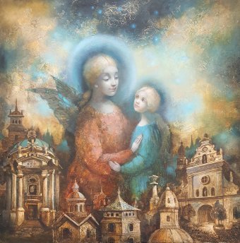 Живопис "Моя мама-мій ангел охоронець", живописець Олена Мацегора масло холст в Jose Art Gallery