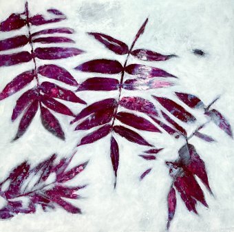 Painting "Moment of Autumn: Purple leave" by painter Marussia acrylic canvas at Jose Art Gallery