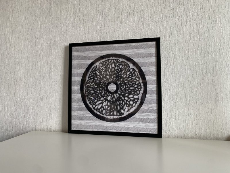 Additional view 1: Abstract Interior Drawing Black and white citrus pattern graphics by illustrator #artdjartem ink paper 