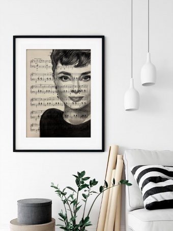 Graphique "Audrey Hepburn Art au fusain vintage", illustrateur Julia Shilo charbon papier à la Jose Art Gallery