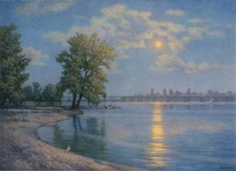 Malarstwo "Pełnia księżyca nad Dnieprem", malarz Oleksandr Kusenko olej płótno w Jose Art Gallery