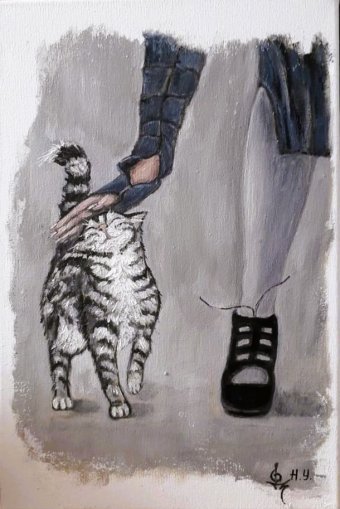 Peinture "Amis", peintre Nadiya Ulyanich huile toile à la Jose Art Gallery