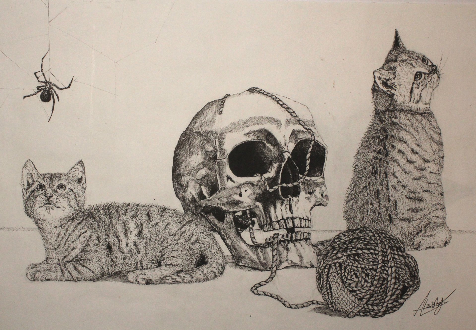 Unknown Death - Ink Drawing Painting by Mark Nemish