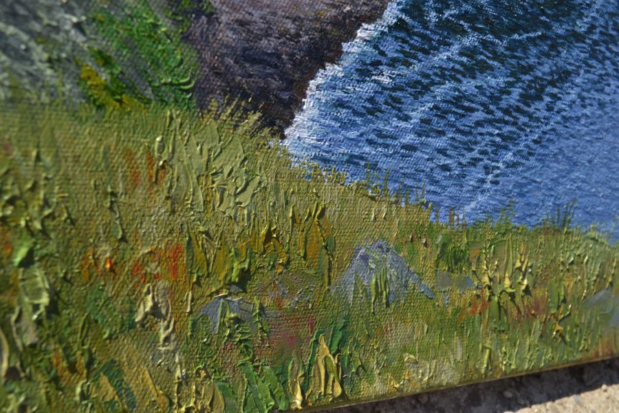 Immagine aggiuntiva 2: Fotorealismo Paesaggio Pittura "Costa rocciosa", pittore Tabimory olio tela 