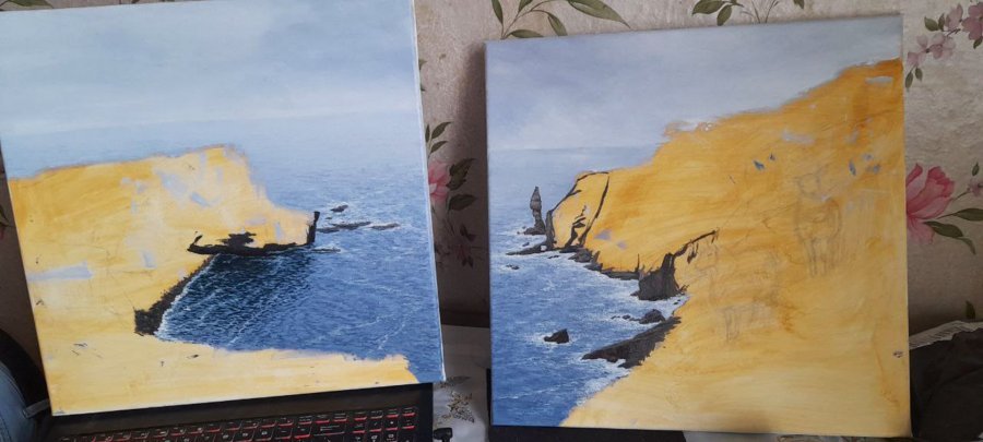 Immagine aggiuntiva 3: Fotorealismo Paesaggio Pittura "Costa rocciosa", pittore Tabimory olio tela 