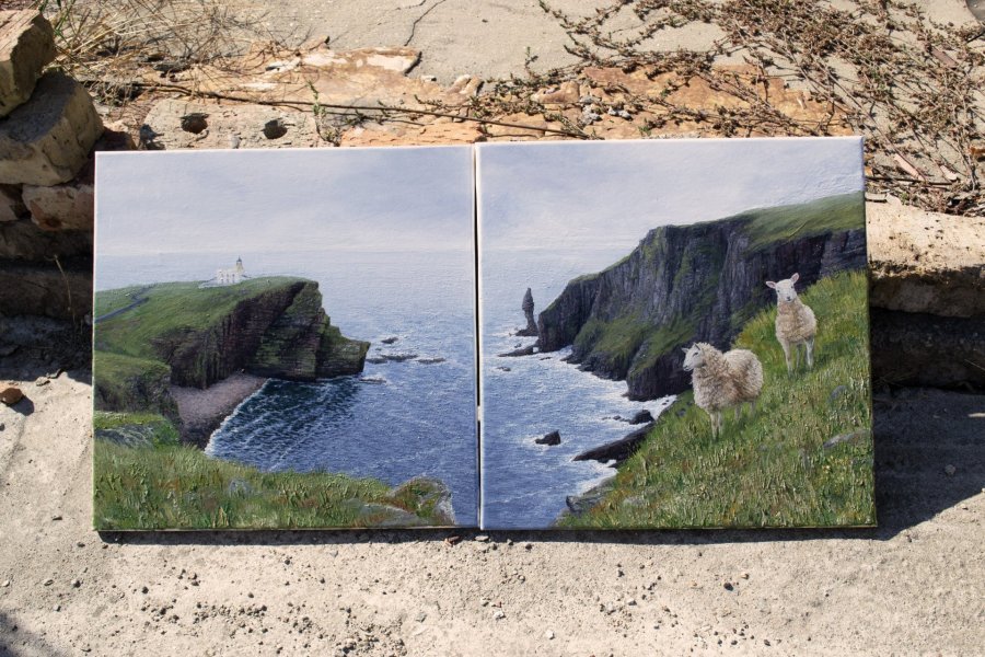 Immagine aggiuntiva 6: Fotorealismo Paesaggio Pittura "Costa rocciosa", pittore Tabimory olio tela 