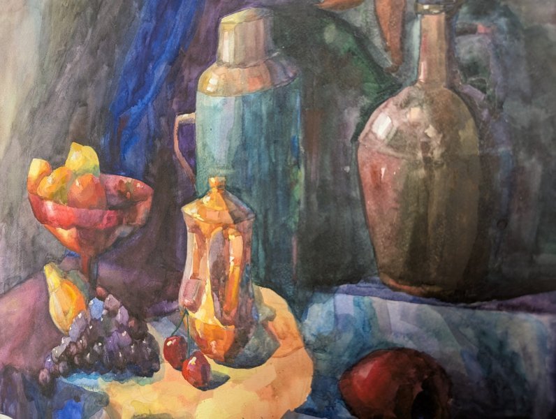 Additional view 3: Abstract Still-Life Drawing Серенада для сердца by illustrator Віолета Водяна water colours cardboard 