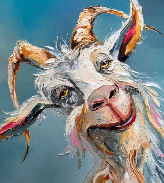 Additional view 2: Contemporary Art Animal Painting Goat With the Most by painter Liubov Kuptsova oil canvas 