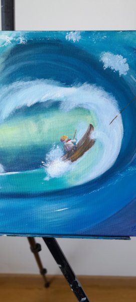 Additional view 1: Abstract Marine Art Painting Wave: Nature’s Fury by painter Fa Ley acrylic canvas 