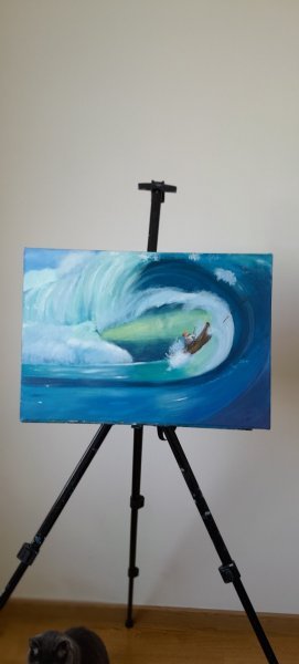 Additional view 2: Abstract Marine Art Painting Wave: Nature’s Fury by painter Fa Ley acrylic canvas 