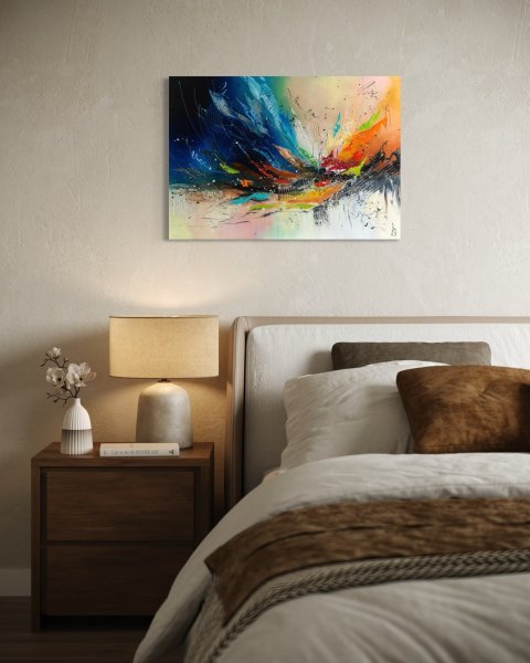 Additional view 2: Abstract Interior Painting Wings of the Universe by painter Liubov Kuptsova oil canvas 