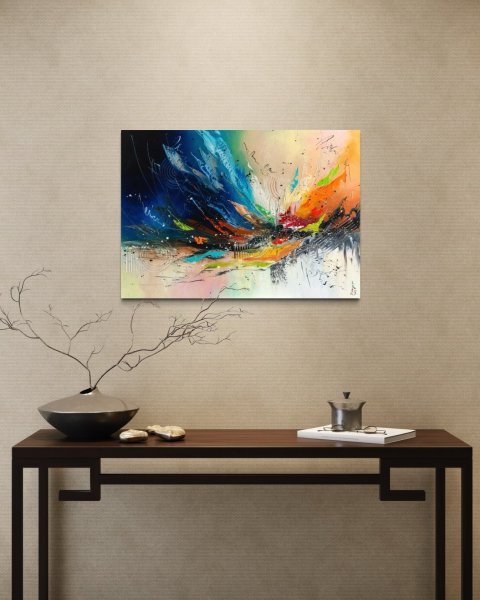 Additional view 3: Abstract Interior Painting Wings of the Universe by painter Liubov Kuptsova oil canvas 