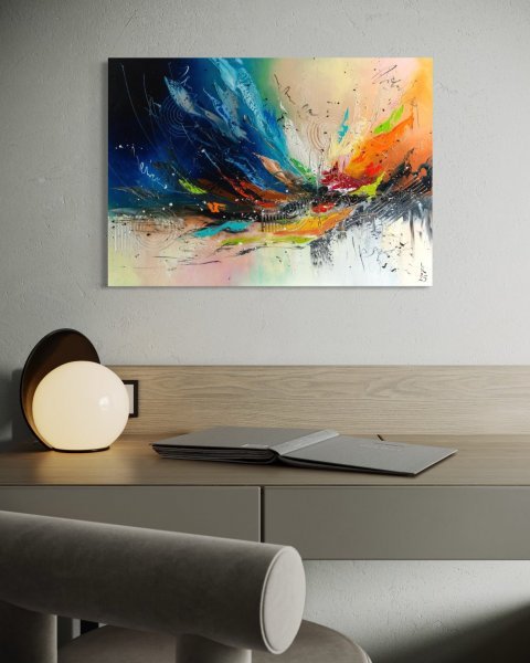 Additional view 4: Abstract Interior Painting Wings of the Universe by painter Liubov Kuptsova oil canvas 