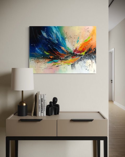 Additional view 5: Abstract Interior Painting Wings of the Universe by painter Liubov Kuptsova oil canvas 