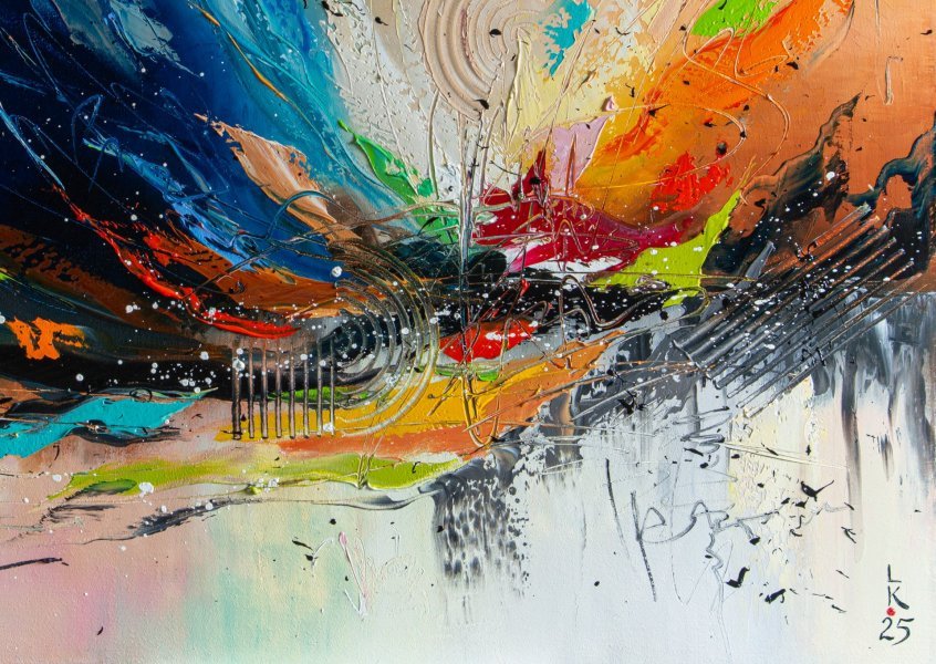 Additional view 6: Abstract Interior Painting Wings of the Universe by painter Liubov Kuptsova oil canvas 