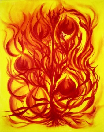 Pittura "FUOCO 8", pittore Constantin Popescu olio tela alla Jose Art Gallery