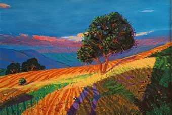 Pittura "Melo sul fianco di una montagna", pittore Viktor Kovalik acrilico tessuto alla Jose Art Gallery