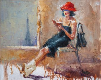 Painting "Paris in a moment" by painter Anna Ravliuc oil canvas at Jose Art Gallery